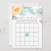 Tropisch Mint Floral Summer Baby shower Bingo Kaart (Voorkant)