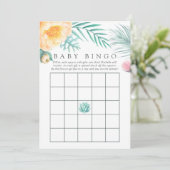 Tropisch Mint Floral Summer Baby shower Bingo Kaart (Staand voorkant)