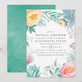 Tropisch Mint Floral Summer Vrijgezellenfeest Invi Kaart