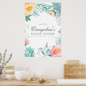 Tropisch Mint Floral Summer Vrijgezellenfeest Welk Poster (Keuken)
