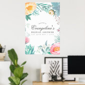 Tropisch Mint Floral Summer Vrijgezellenfeest Welk Poster (Thuiskantoor)
