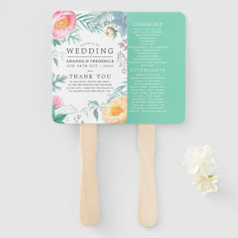 Tropisch Mint Floral Summer Wedding Handwaaier