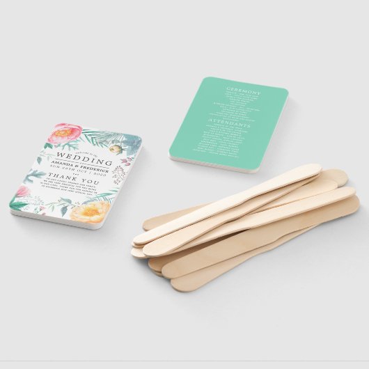 Tropisch Mint Floral Summer Wedding Handwaaier (Niet-gemonteerd)