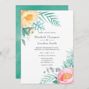 Tropisch Mint Floral Summer Wedding Kaart