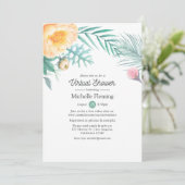 Tropisch Mint Floral Virtual Baby of Vrijgezellenf Kaart (Staand voorkant)