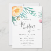 Tropisch Mint Floral Waterverf Weddenschap Kaart (Voorkant)