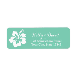 Tropisch Mint Green Hibiscus Flower Return-adres Etiket