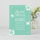 Tropisch Mint Green Hibiscus Flowers Vrijgezellenf Kaart (Staand voorkant)