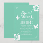 Tropisch Mint Green Hibiscus Flowers Vrijgezellenf Kaart (Voorkant / Achterkant)