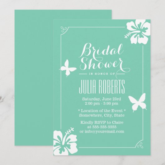 Tropisch Mint Green Hibiscus Flowers Vrijgezellenf Kaart (Voorkant / Achterkant)