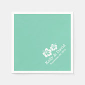 Tropisch Mint Green Hibiscus Flowers Weddenschap Servetten (Voorkant)