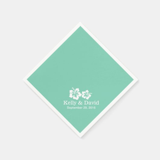 Tropisch Mint Green Hibiscus Flowers Weddenschap Servetten (Hoek)