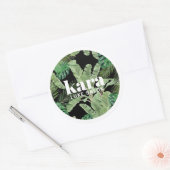 Tropisch Modern Boutique Salon Designer Black Ronde Sticker (Envelop)