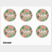 Tropisch Modern Boutique Salon Designer Roze Ronde Sticker (Vel)