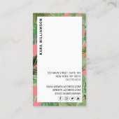 Tropisch Modern Boutique Salon Designer Roze Visitekaartje (Achterkant)