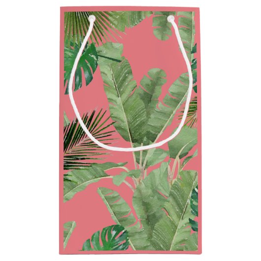 Tropisch Modern Designer Roze Klein Cadeauzakje (Achterkant)