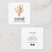 Tropisch modern goud koraal vierkante visitekaartje (Voorkant / Achterkant)