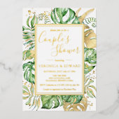 Tropisch modern Lijst Couple's Wedding Shower Gold Folie Uitnodiging (Voorkant)