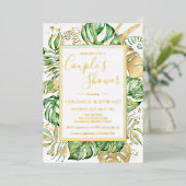 Tropisch modern Lijst Couple's Wedding Shower Gold Folie Uitnodiging (Staand Voorkant)