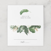 Tropisch Modern Palm Beach Bloemen Goud Blad Plaatskaartje (Buitenkant ongevouwen)