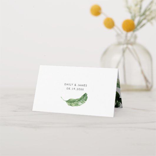 Tropisch Modern Palm Beach Bloemen Goud Blad Plaatskaartje (Achterkant)