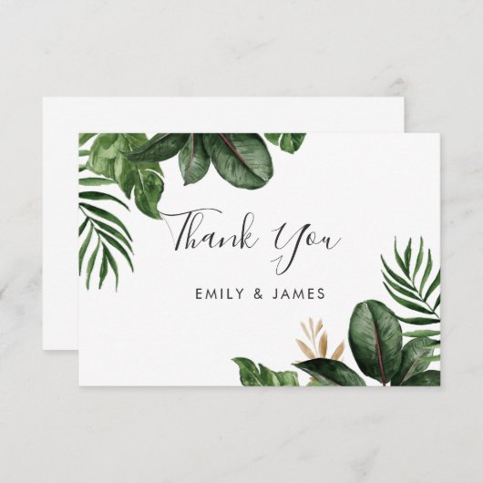 Tropisch modern palmbaalrubberboom Gold Leaf Bedankkaart (Voorkant / Achterkant)