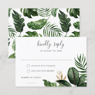 Tropisch modern palmrubber boom Gold Leaf RSVP Kaart