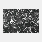 Tropisch modern zwart wit palmblad patroon deurmat (Voorkant)