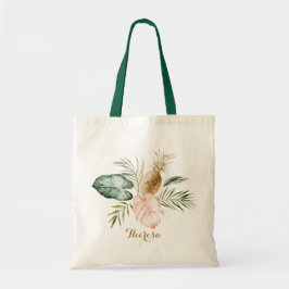 Tropisch Moderne Palm Ananas Blush Persoonlijk Tote Bag