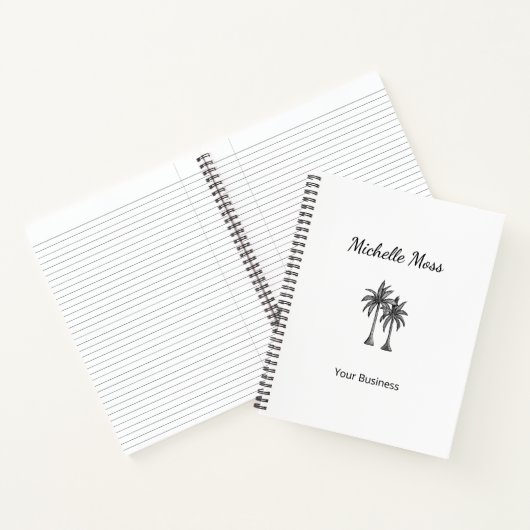 Tropisch Moderne Palmboom Eenvoudig Strand Notitieboek (Binnen)