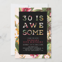 Tropisch | Moderne typografie 30e verjaardag Kaart