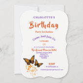 Tropisch Monarch Butterflies Birthday Invite Kaart (Voorkant)
