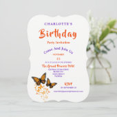 Tropisch Monarch Butterflies Birthday Invite Kaart (Staand voorkant)