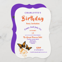 Tropisch Monarch Butterflies Birthday Invite Kaart