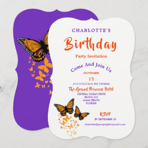 Tropisch Monarch Butterflies Birthday Invite Kaart