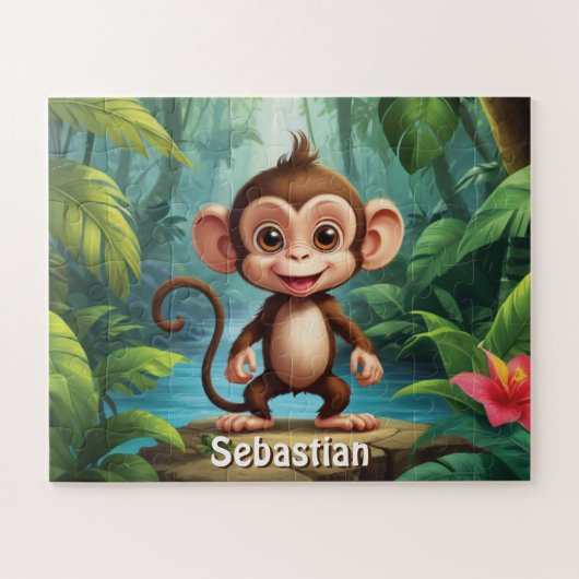 Tropisch Monkey Paradise gepersonaliseerd Legpuzzel (Horizontaal)