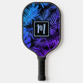 Tropisch monogram blauw Paars Ombre Palm Modern Pickleball Paddle (Voorkant)