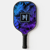 Tropisch monogram blauw Paars Ombre Palm Modern Pickleball Paddle (Achterkant)