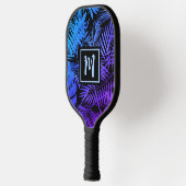 Tropisch monogram blauw Paars Ombre Palm Modern Pickleball Paddle (Links)