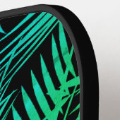Tropisch monogram Blauwgroen Groen Ombre Palm Mode Pickleball Paddle (Links Detail)