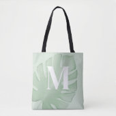 Tropisch monogram groene palmbladeren tote bag (Voorkant)