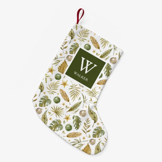 Tropisch monogram naam kleine kerstsok (Voorkant (Hangend))