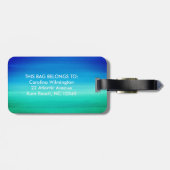 Tropisch Monogram Neon Strand Blauw Groen Bagagelabel (Achterkant horizontaal)