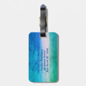 Tropisch monogram Onderdruk Blauwe Groene Beachy Bagagelabel (Achterkant verticaal)