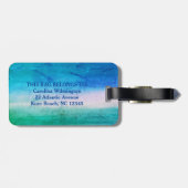 Tropisch monogram Onderdruk Blauwe Groene Beachy Bagagelabel (Achterkant horizontaal)