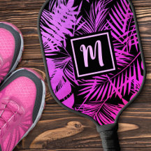 Tropisch Monogram Paarse Roze Ombre Palm Modern