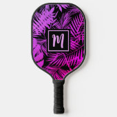 Tropisch Monogram Paarse Roze Ombre Palm Modern Pickleball Paddle (Voorkant)