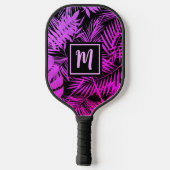 Tropisch Monogram Paarse Roze Ombre Palm Modern Pickleball Paddle (Achterkant)
