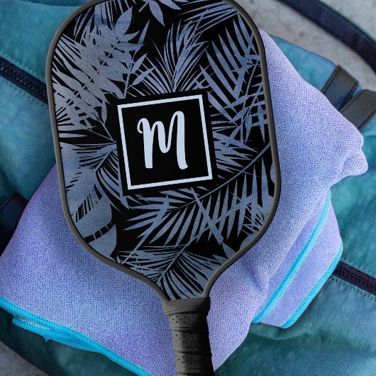 Tropisch Monogram Palm Marine Blauw Ombre Vet Mode Pickleball Paddle