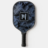 Tropisch Monogram Palm Marine Blauw Ombre Vet Mode Pickleball Paddle (Achterkant)